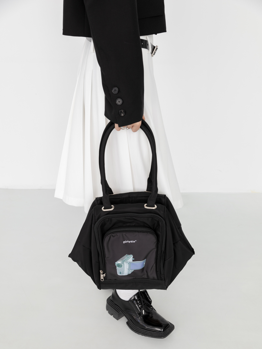 Silk Shine Double Layer Nylon Shoulder Bag - Stylish Kennis Camera Bag for Everyday Use, Perfect for Y2K and Chic Fashion Lovers