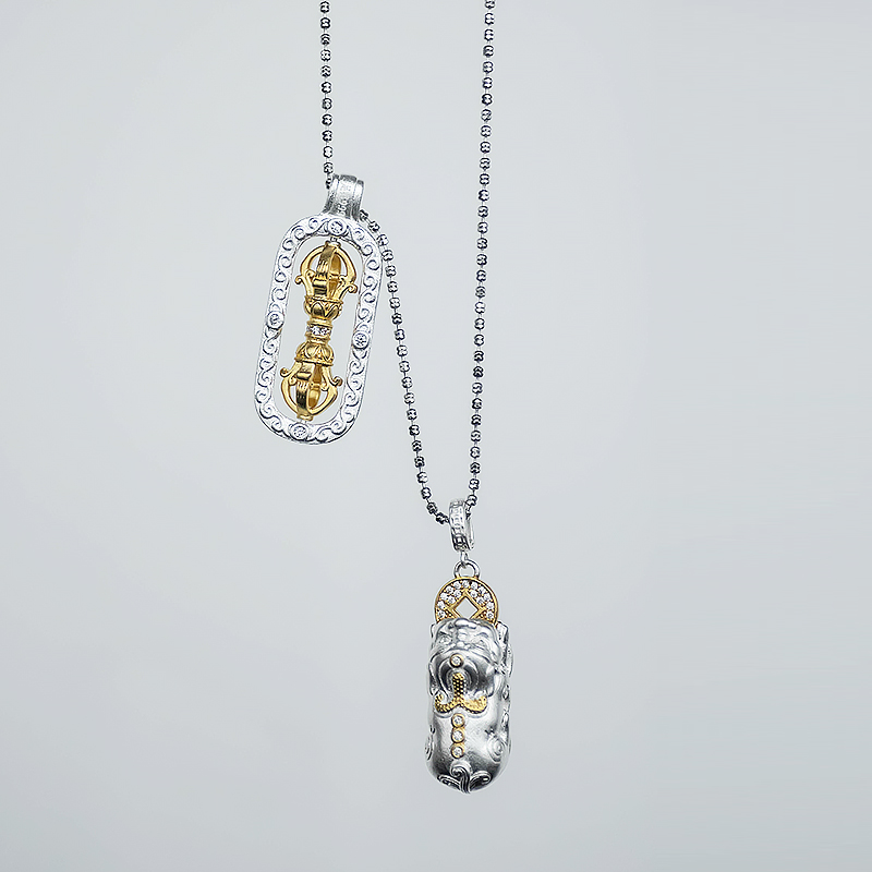 Silver S999 Necklace for Women with Pixiu and Vajra Pendant, Light Luxury Chinese Style Ethnic Jewelry