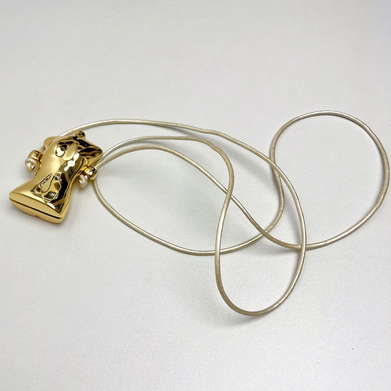Silver Shiny Metal Half-Body Statue Pendant Necklace for Women - Summer 2025 Fashion Statement Sweater Chain
