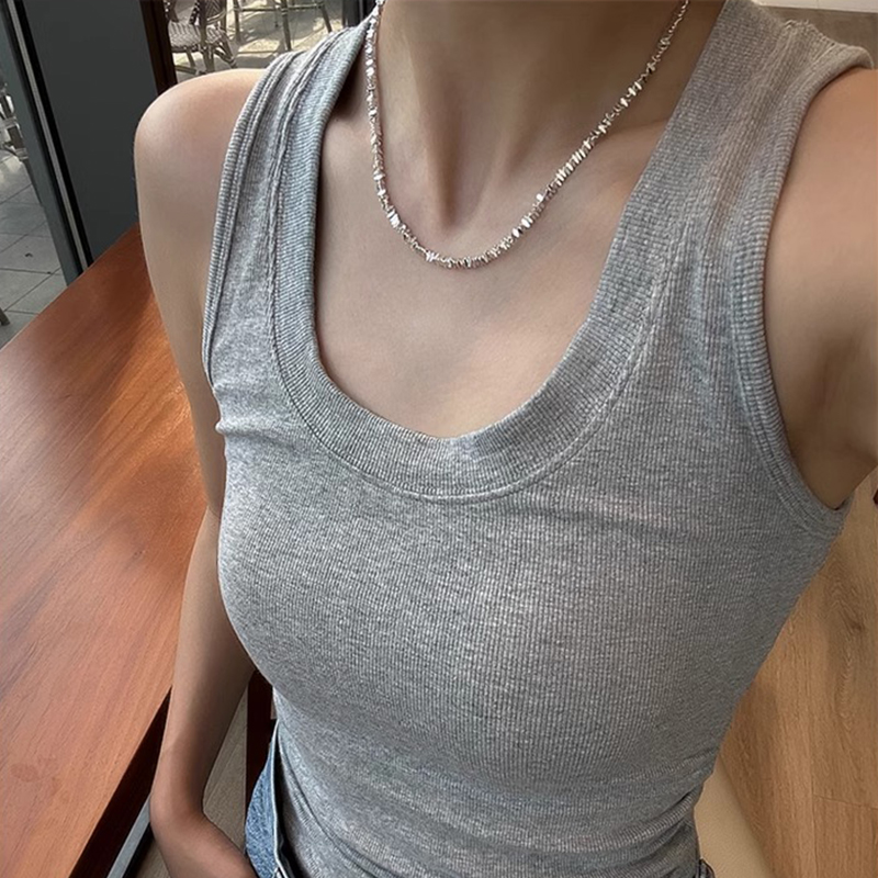 Simple Broken Silver Basic Necklace for Women - Clavicle Chain in Blogger Style, Trendy Minimalist Accessory