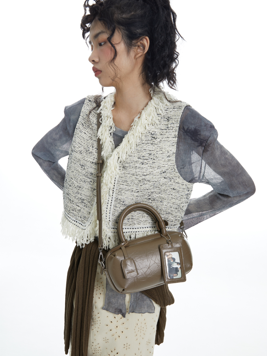 Small Square Leather Oil Stick Bag - Original Bang Bang Design, Stylish and Versatile Mini Bag for Everyday Use