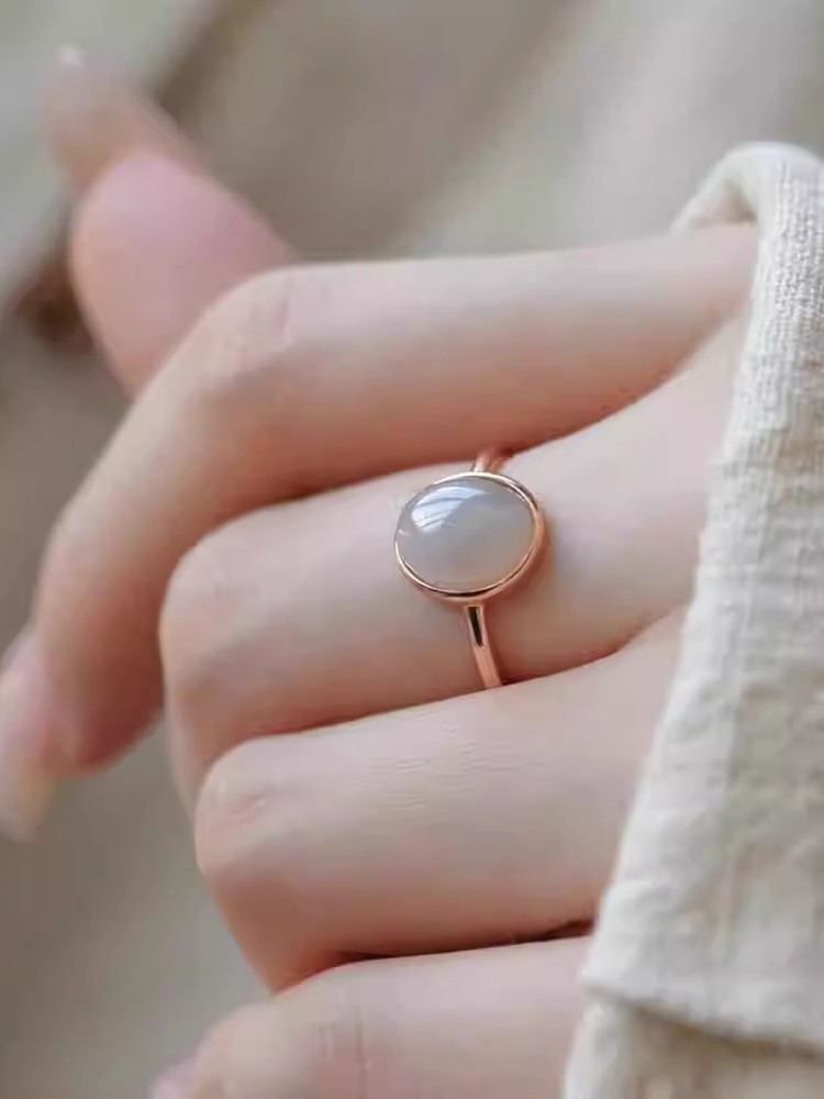 Smoke Purple Hetian Jade Ring for Women - S925 Silver Cabochon - Chinese Style Jewelry for Elegant Index Finger Fashion