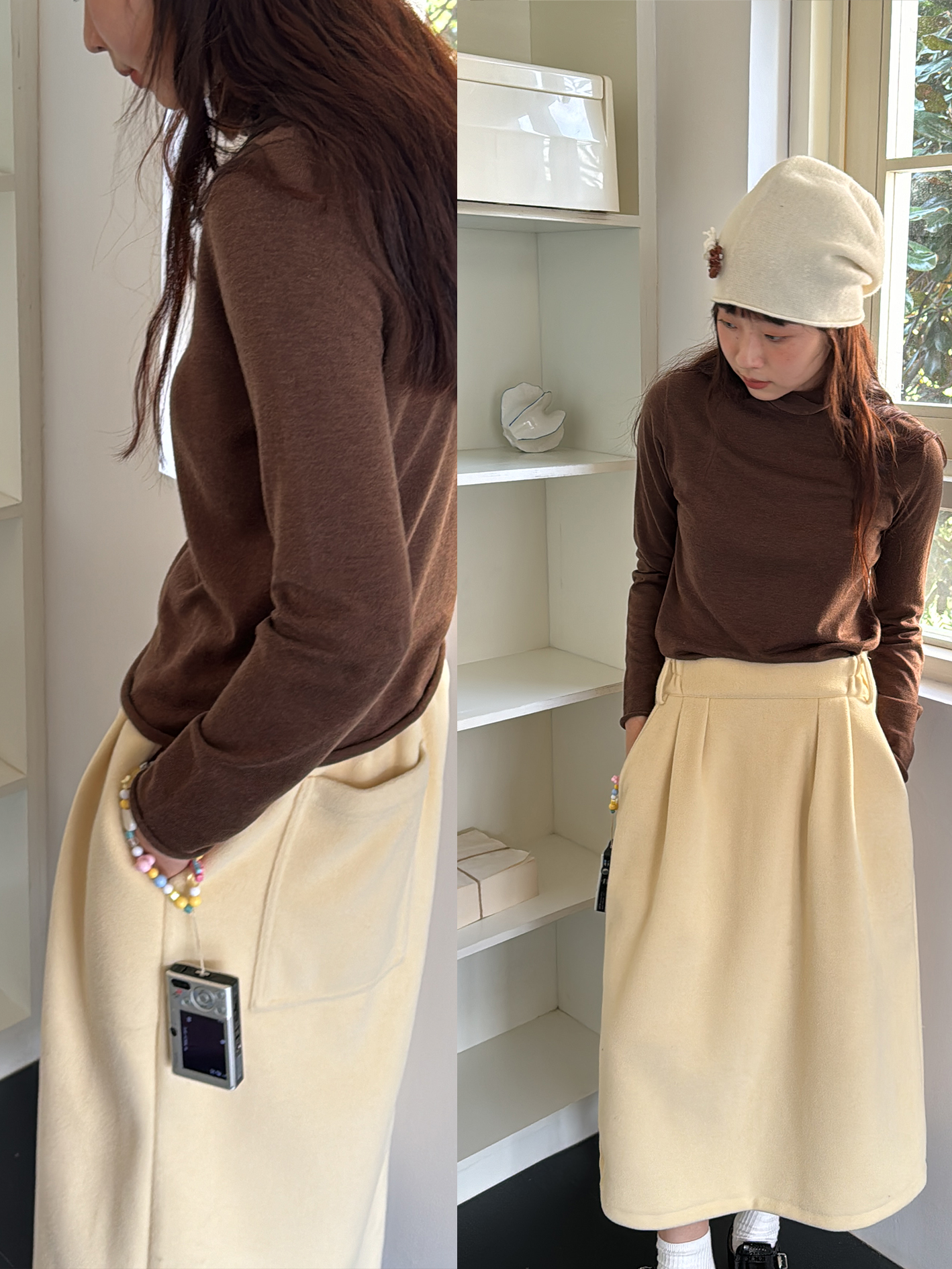 Soft Yellow Retro Pleated Half Skirt with Sweetheart Design and Elastic Waist â€“ Vintage-Inspired Fashion for a Chic Look