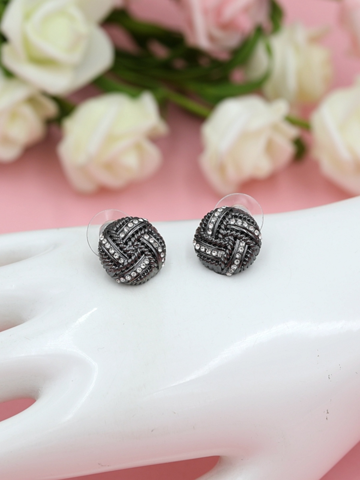 Sparkling Gemstone Stud Earrings for Women, Elegant Hypoallergenic Office Lady Jewelry, Versatile Korean Style Accessories