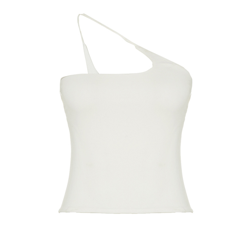 Spicy Girl Casual Solid Color Camisole - Irregular Hanging Neck Tank Top for Trendy American Style
