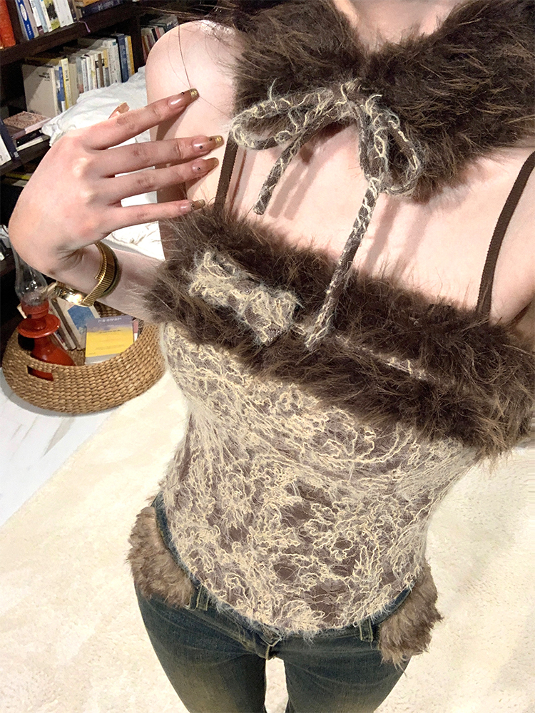 Square Design Dreamcatcher Heavy Lace Camisole for Women - Retro Y2K Style Outerwear Top