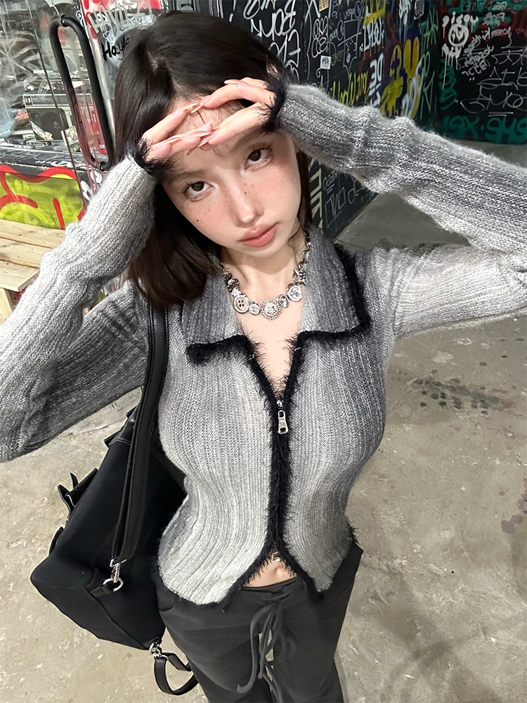 Square Gradient Color Block Cardigan Sweater - Retro Knitted Top for a Casual Layered Look, Perfect for 90s and Y2K Styles