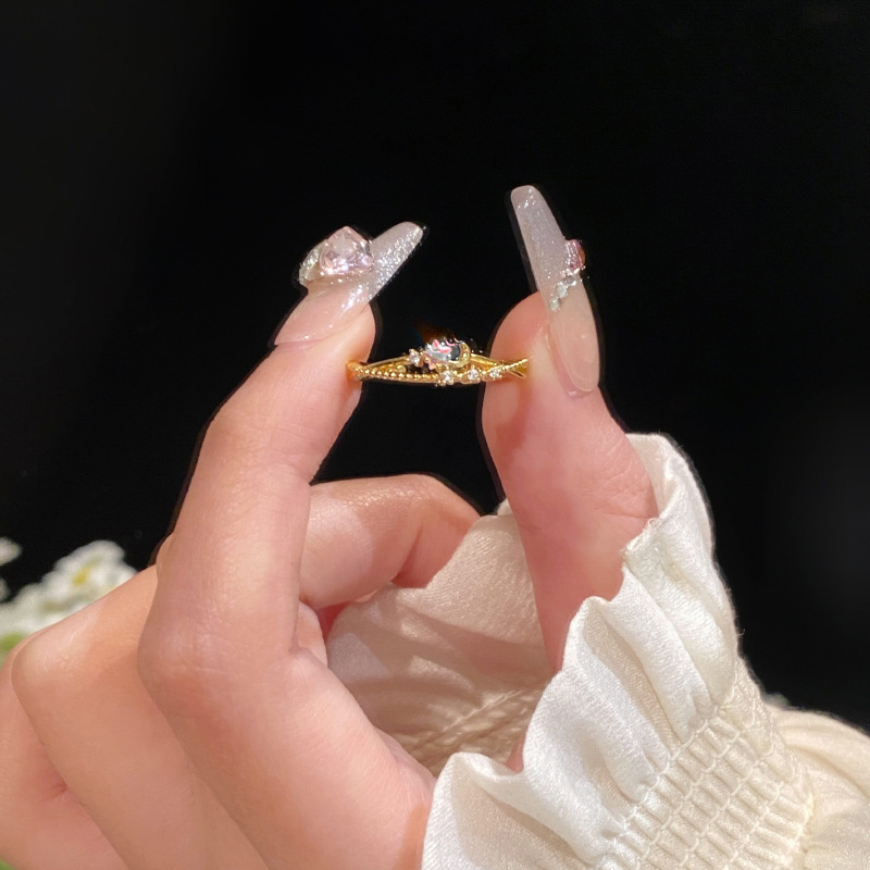 Stacked Zircon Ring for Women - Versatile Open Finger Design, Skin Tone Enhancing, Trendy 2025 Fashion Statement