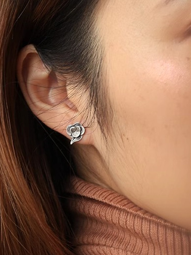Sterling Silver 925 Thai Relief Ear Studs - Three-Dimensional Auspicious Cloud Design, Multi-Layered Personality Earrings