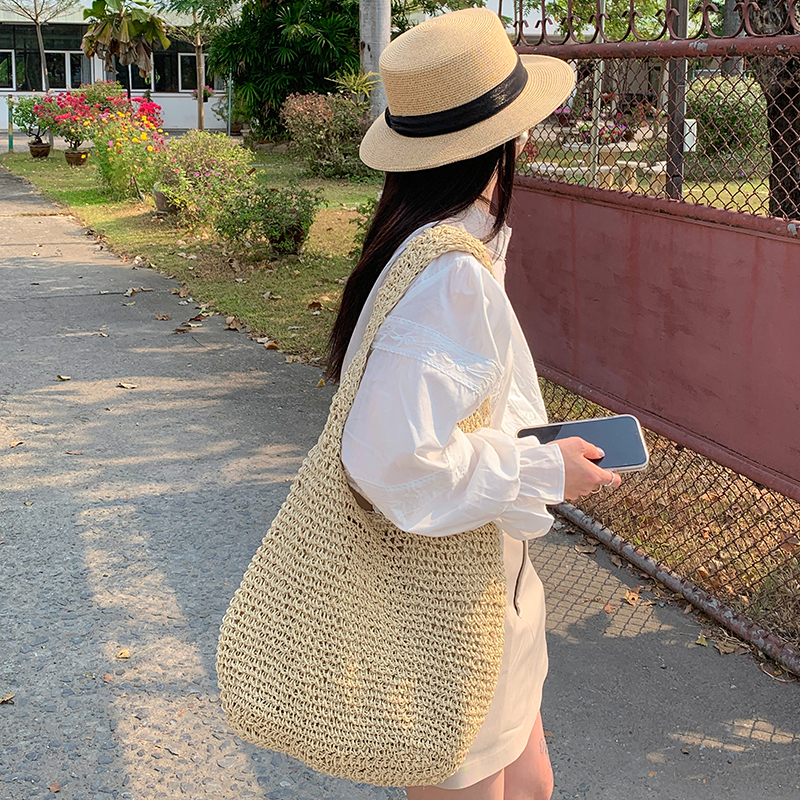 Straw Woven Shoulder Bag for Women - Handmade Summer Casual Tote, Large Capacity, Versatile 2025 Style