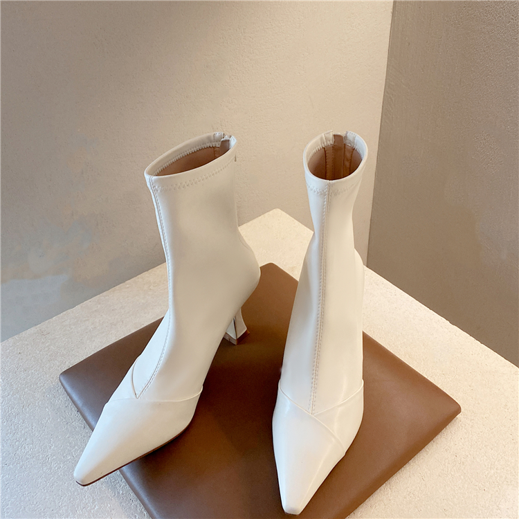Stylish Women's High-Heeled Pointed Short Boots, Elastic Slim Fit, Autumn/Winter 2025 Fashion, Comfortable Thin Heels