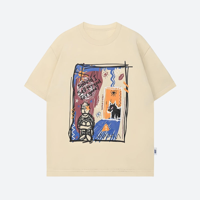 Stylish Work Outfits, Outfit Summer Ideas Abstract Sketch Graphic Tee