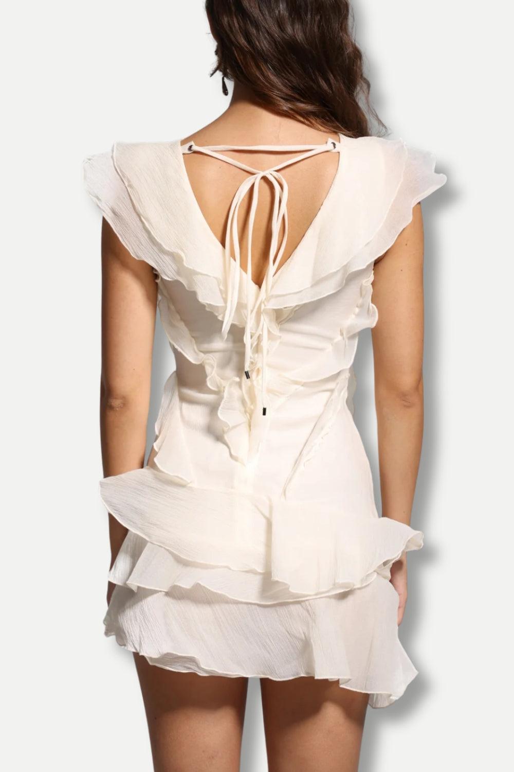 Stylish Work Outfits, Outfit Summer Ideas Asymmetric Ruffled Mini Dress