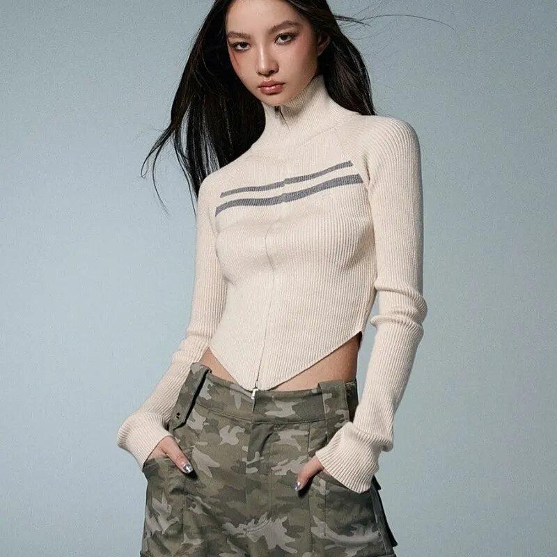 Stylish Work Outfits, Outfit Summer Ideas Belted Back Turtleneck Cropped Cardigan