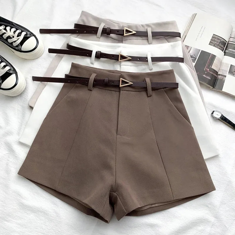 Stylish Work Outfits, Outfit Summer Ideas Belted High Waisted Shorts