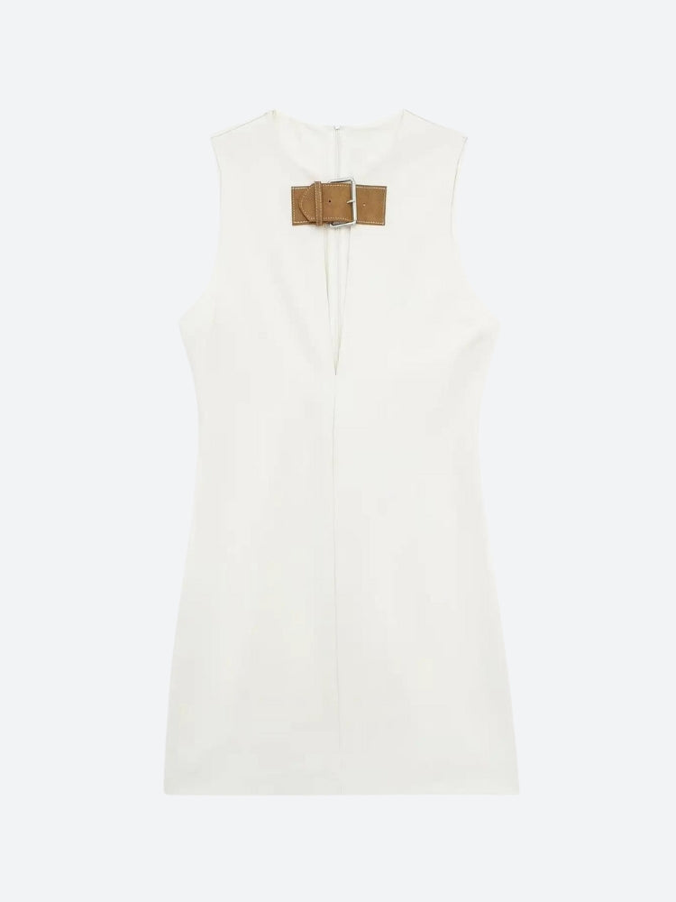 Stylish Work Outfits, Outfit Summer Ideas Belted Plunge Neck Mini Dress