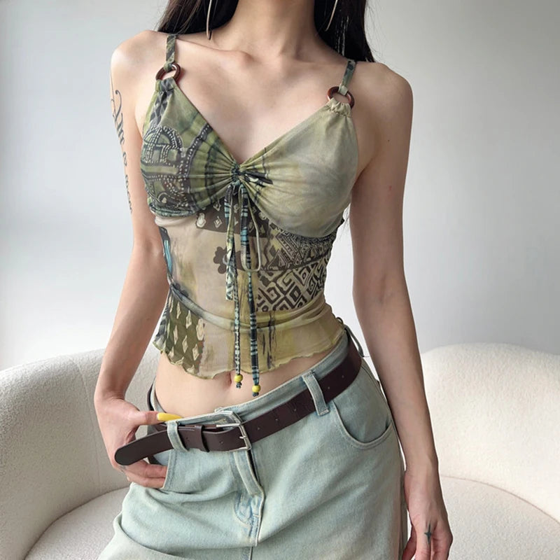 Stylish Work Outfits, Outfit Summer Ideas Bohemian Tie-Up Top