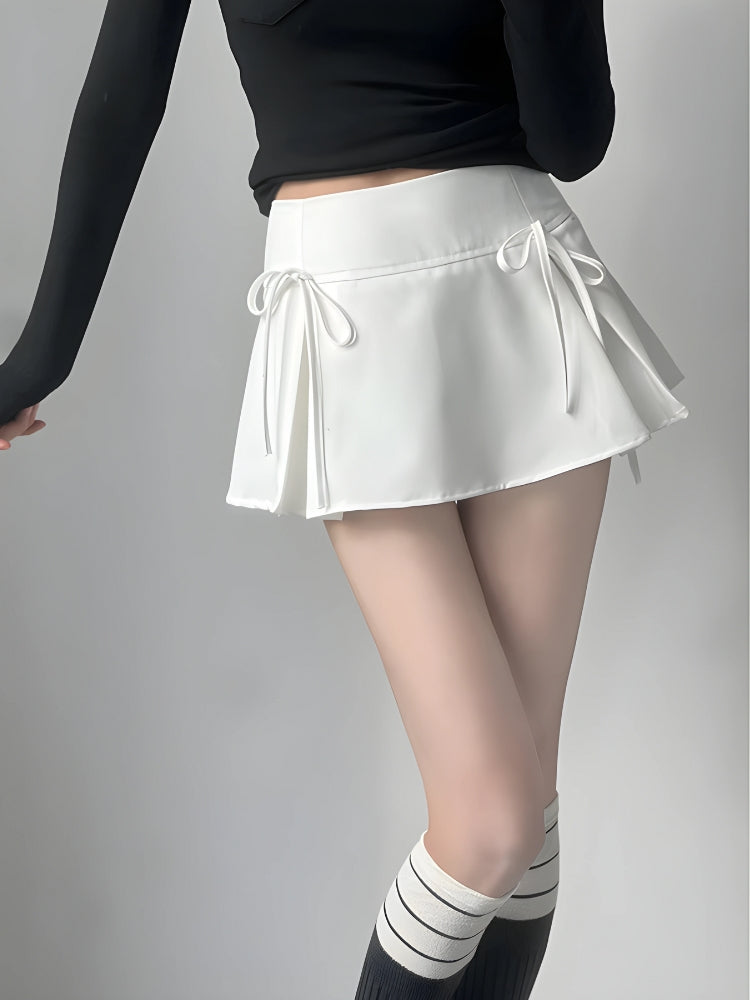 Stylish Work Outfits, Outfit Summer Ideas Bow Pleated Mini Skirt