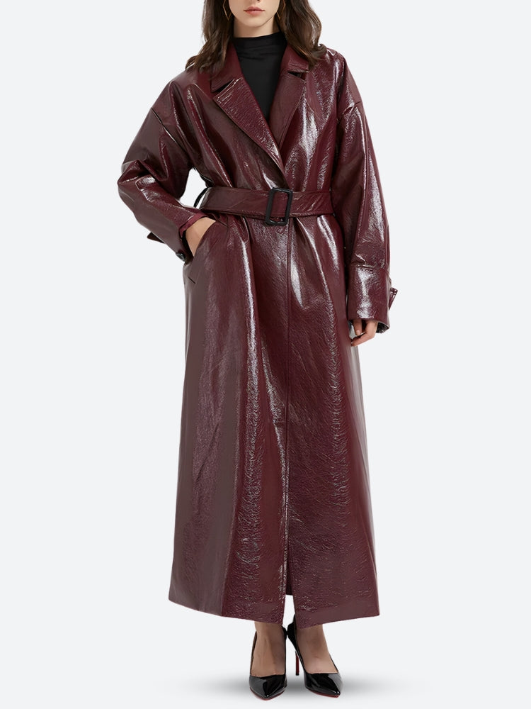 Stylish Work Outfits, Outfit Summer Ideas Burgundy Faux Leather Coat