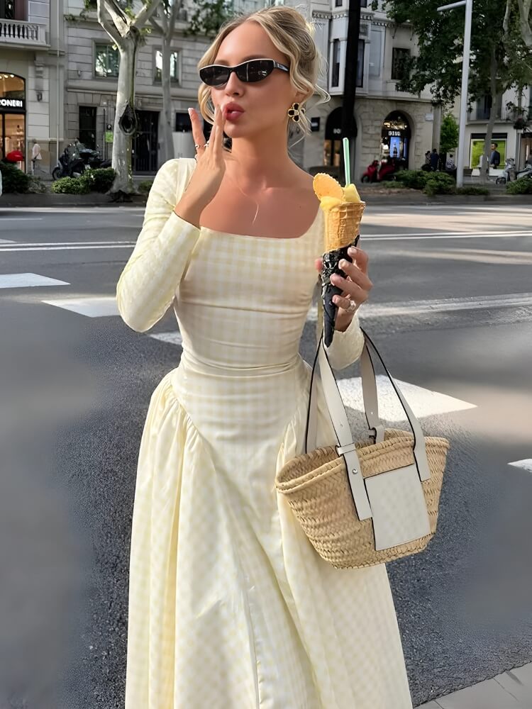 Stylish Work Outfits, Outfit Summer Ideas Butter Yellow Maxi Dress