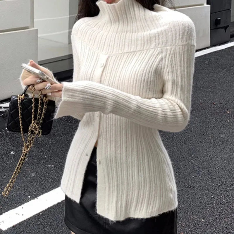 Stylish Work Outfits, Outfit Summer Ideas Button Up Off Shoulder Knitted Top