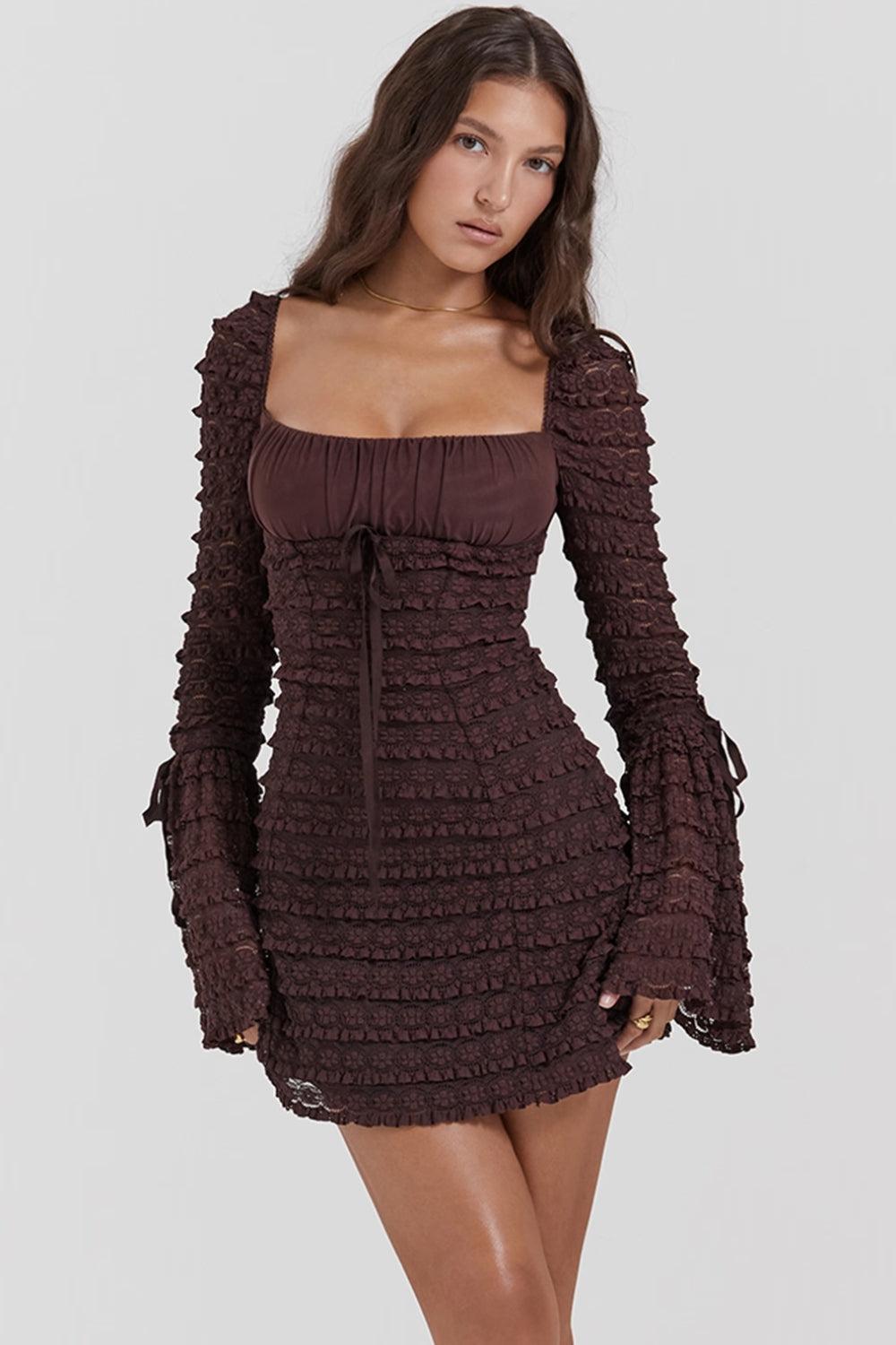 Stylish Work Outfits, Outfit Summer Ideas Coffee Ruched Mini Dress
