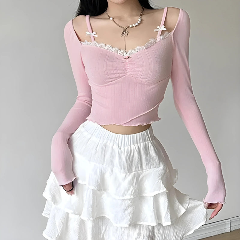 Stylish Work Outfits, Outfit Summer Ideas Coquette Bow Straps Ruched Top