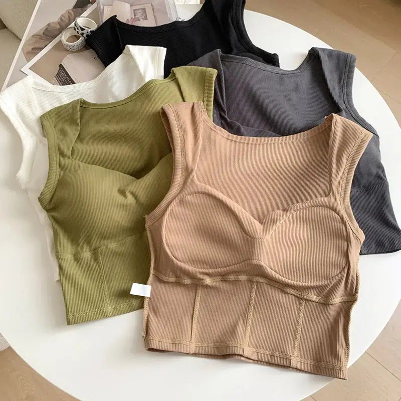 Stylish Work Outfits, Outfit Summer Ideas Corduroy Square Neck Crop Top