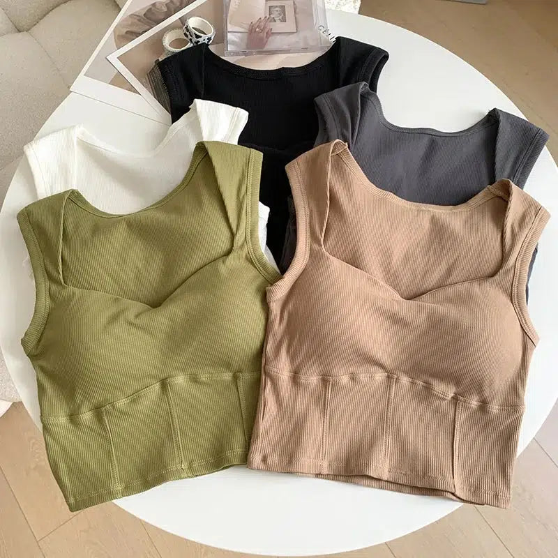 Stylish Work Outfits, Outfit Summer Ideas Corduroy Square Neck Crop Top