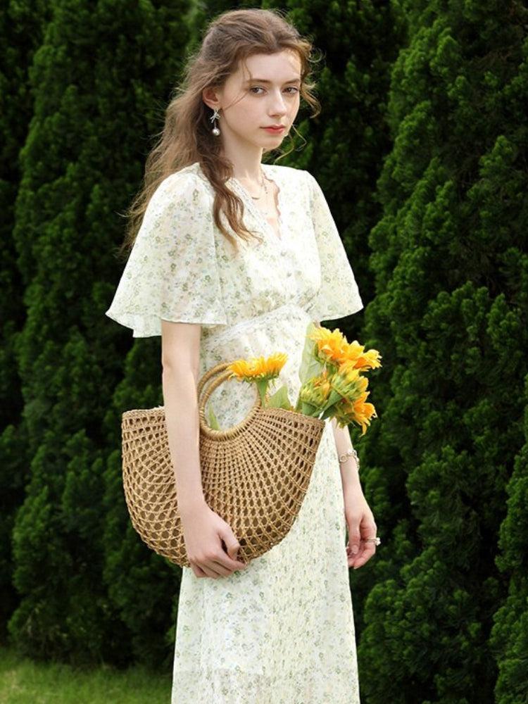Stylish Work Outfits, Outfit Summer Ideas Cottagecore Floral Midi Dress