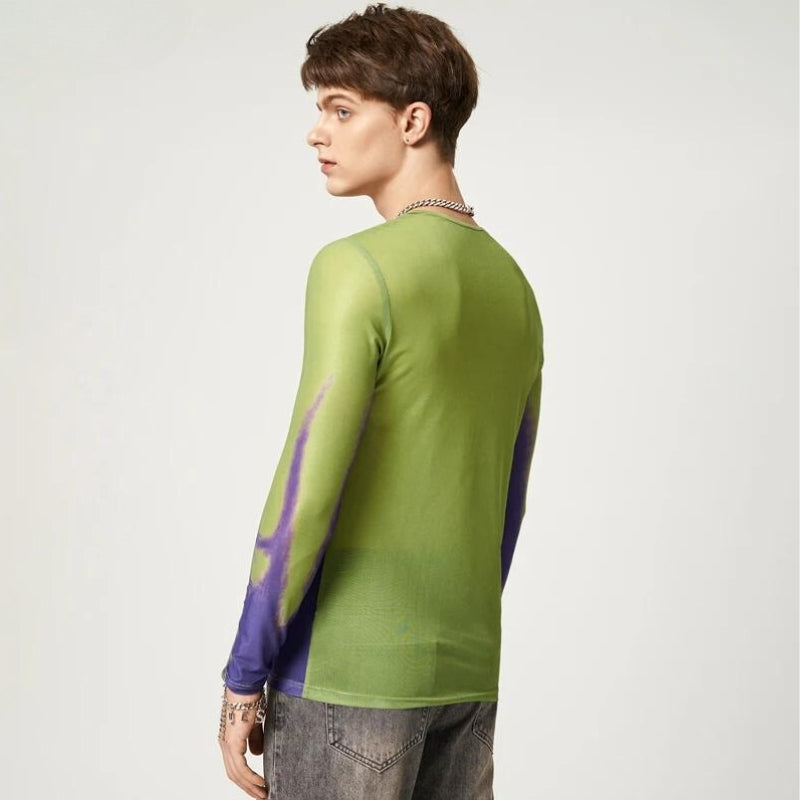 Stylish Work Outfits, Outfit Summer Ideas Cyberpunk Abstract Painting Mesh Top