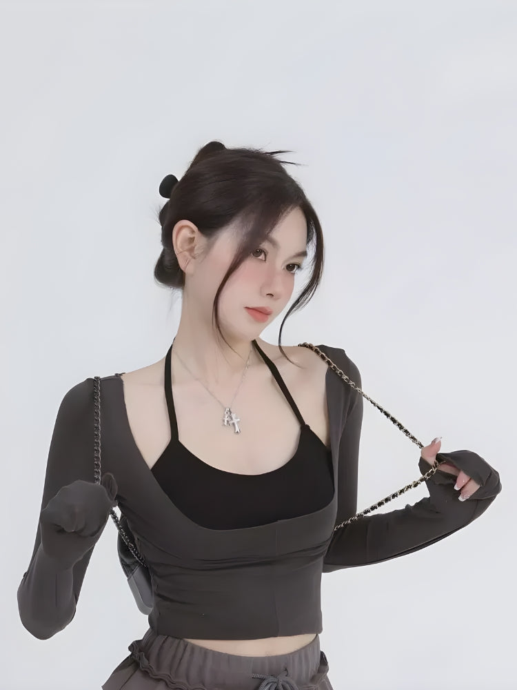 Stylish Work Outfits, Outfit Summer Ideas Deep Scoop Neck Two Piece Set Top