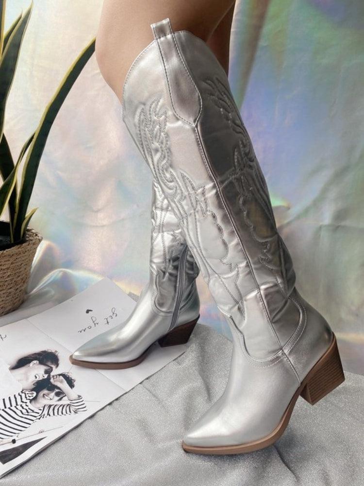 Stylish Work Outfits, Outfit Summer Ideas Disco Cowgirl Western Knee-High Boots