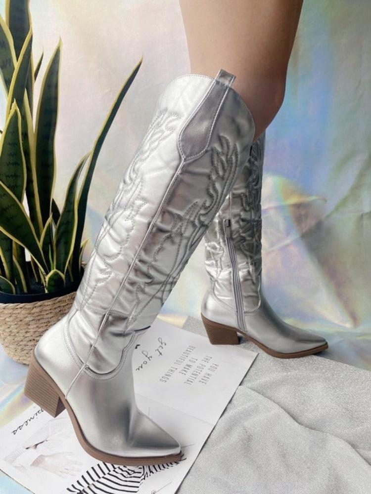 Stylish Work Outfits, Outfit Summer Ideas Disco Cowgirl Western Knee-High Boots