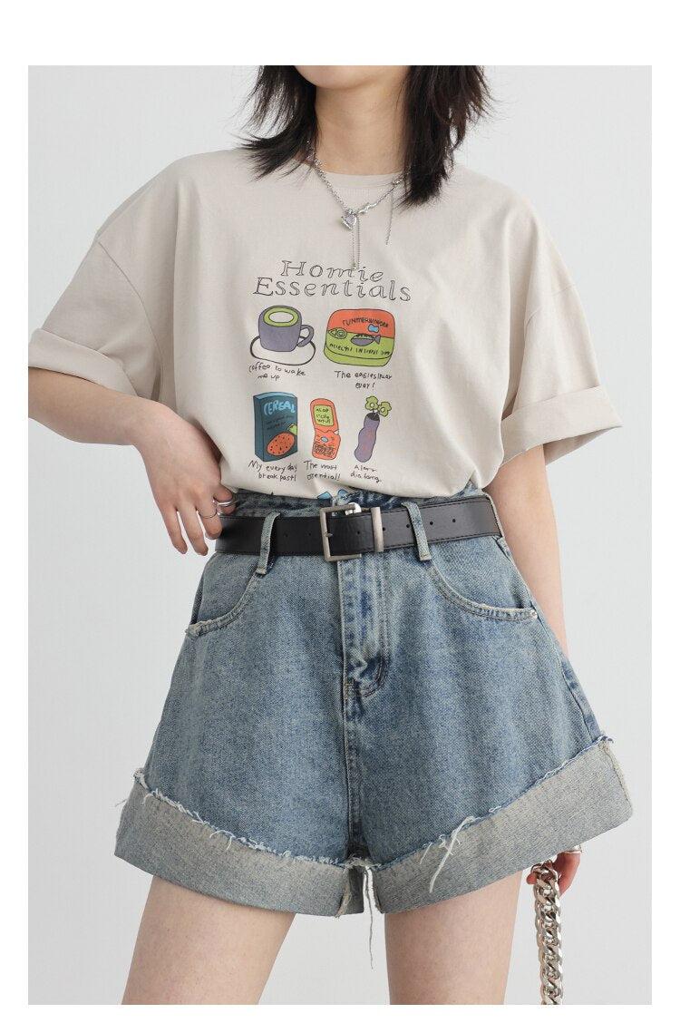 Stylish Work Outfits, Outfit Summer Ideas Distressed and Slit Jean Shorts
