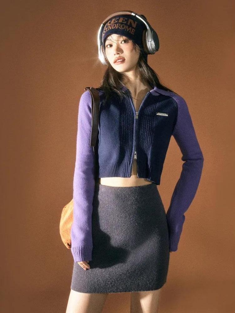 Stylish Work Outfits, Outfit Summer Ideas Double Zip-Up Crop Cardigan