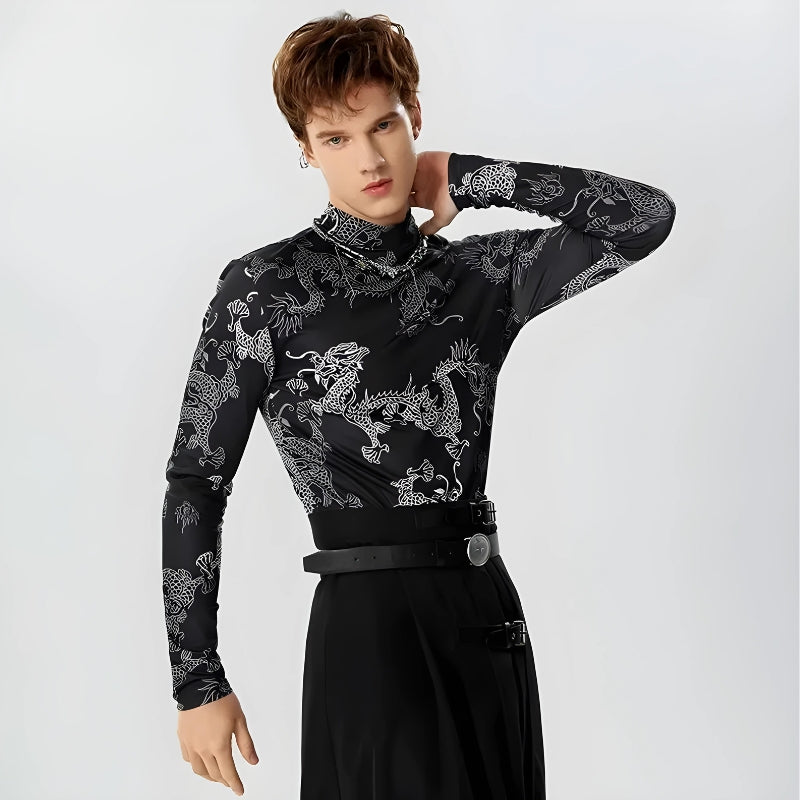 Stylish Work Outfits, Outfit Summer Ideas Dragon High Neck Top
