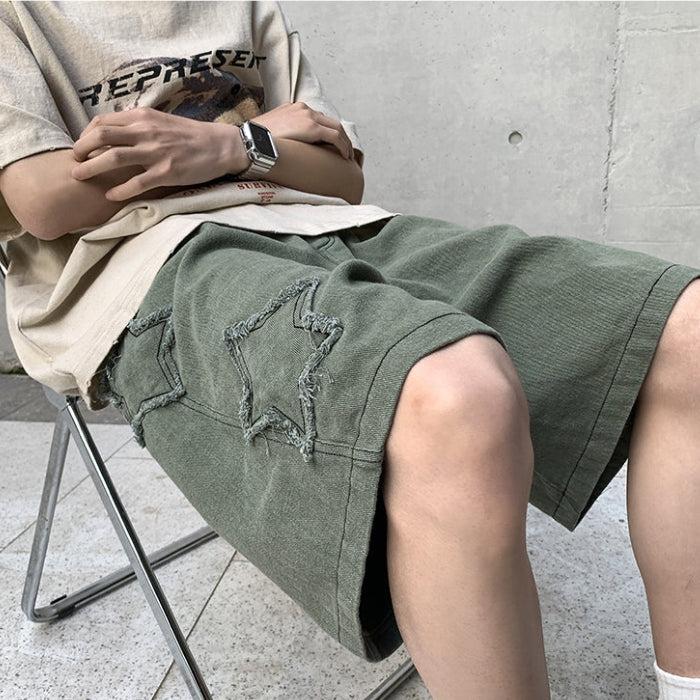Stylish Work Outfits, Outfit Summer Ideas Drawstring Star Embroidered Shorts