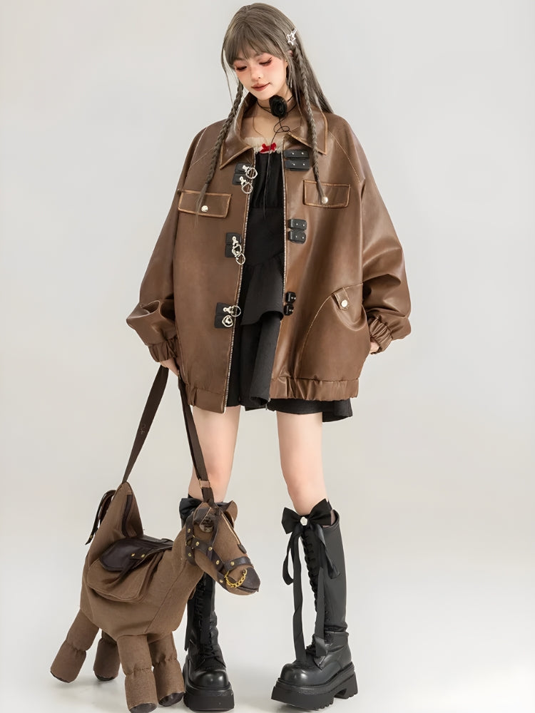 Stylish Work Outfits, Outfit Summer Ideas Faux Leather Oversized Jacket