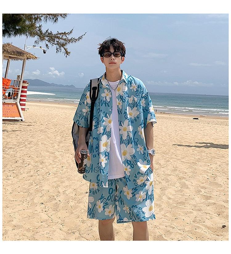Stylish Work Outfits, Outfit Summer Ideas Flower Shirt & Shorts Two Piece Set