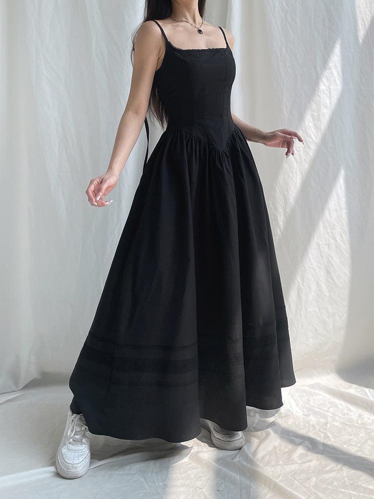 Stylish Work Outfits, Outfit Summer Ideas Goth Strap Maxi Dress