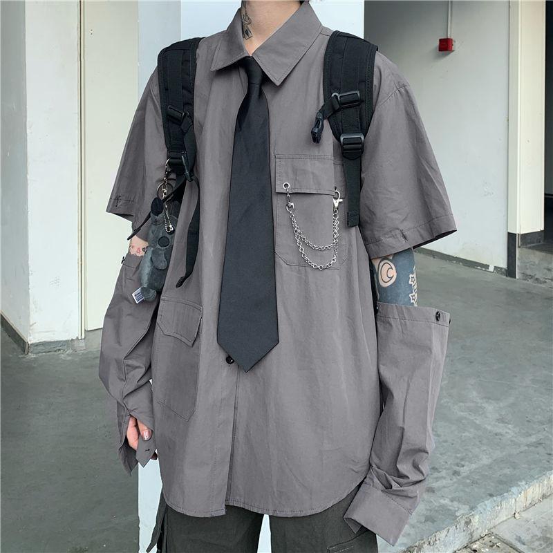 Stylish Work Outfits, Outfit Summer Ideas Grunge Detachable Sleeve Shirt
