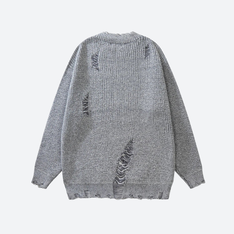 Stylish Work Outfits, Outfit Summer Ideas Grunge Distressed Knitted Sweater