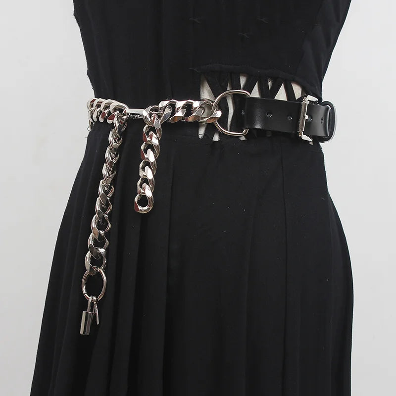 Stylish Work Outfits, Outfit Summer Ideas Grunge Lock Faux Leather Chain Belt