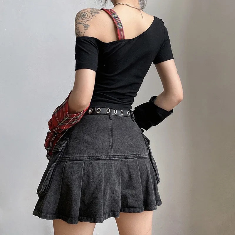 Stylish Work Outfits, Outfit Summer Ideas Grunge Plaid Star Patch Top