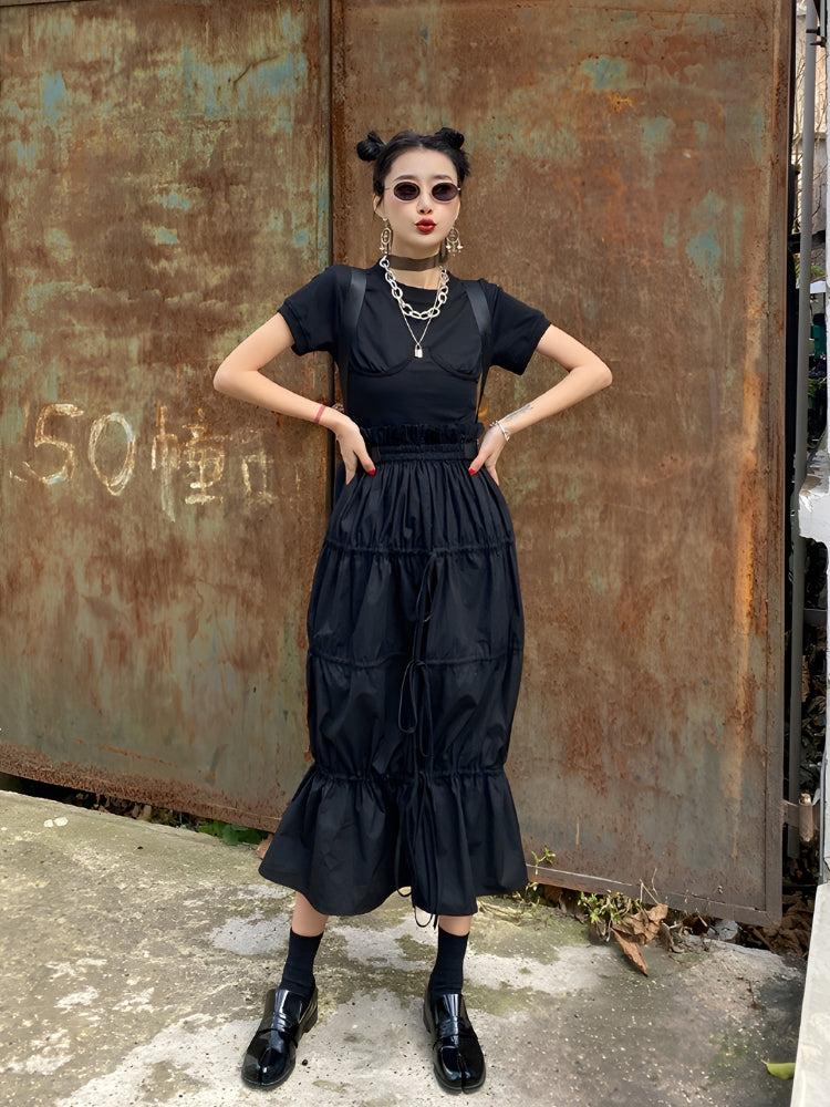 Stylish Work Outfits, Outfit Summer Ideas Grunge Ruched Midi Skirt