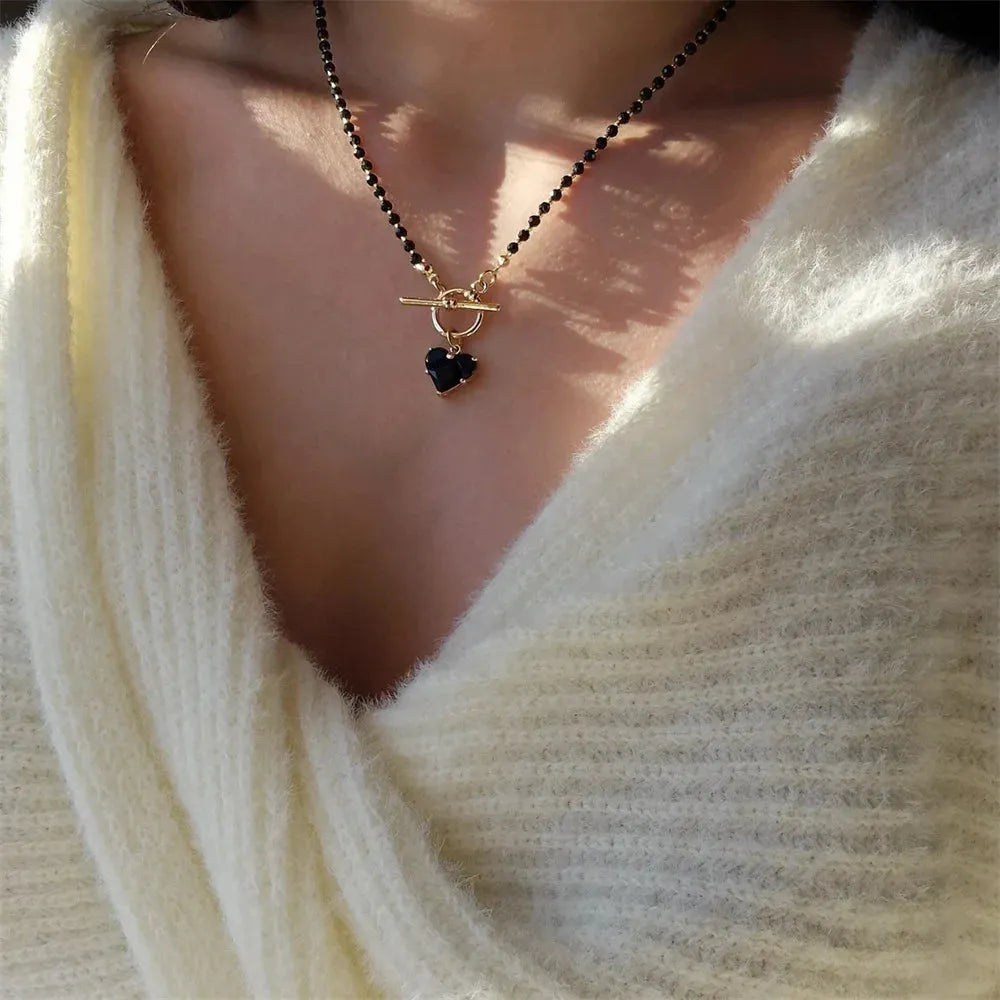 Stylish Work Outfits, Outfit Summer Ideas Heart Toggle Clasp Beaded Necklace