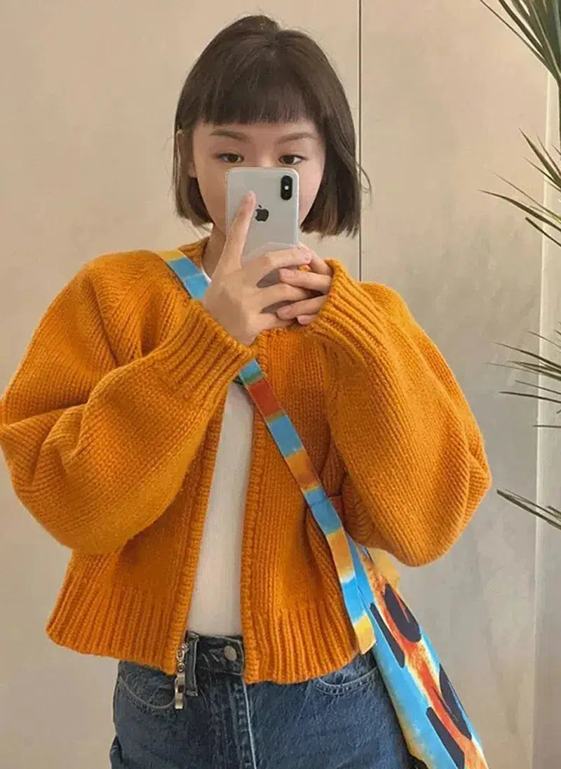 Stylish Work Outfits, Outfit Summer Ideas Indie Zip Up Knitted Cardigan