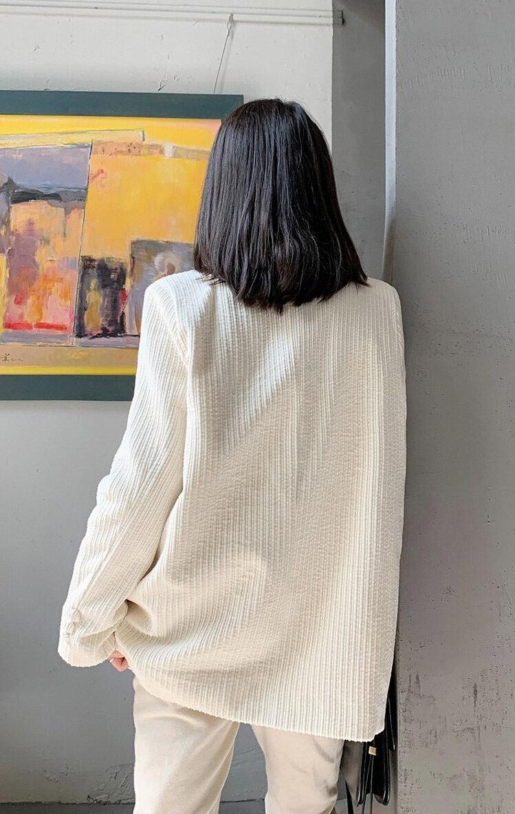Stylish Work Outfits, Outfit Summer Ideas Light Academia Corduroy Blazer