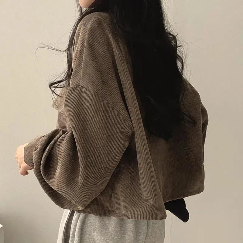 Stylish Work Outfits, Outfit Summer Ideas Light Academia Cropped Corduroy Jacket